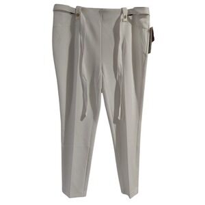 New York Clothing Company White Dress Pants Petite XL Gold Button Detail NWT